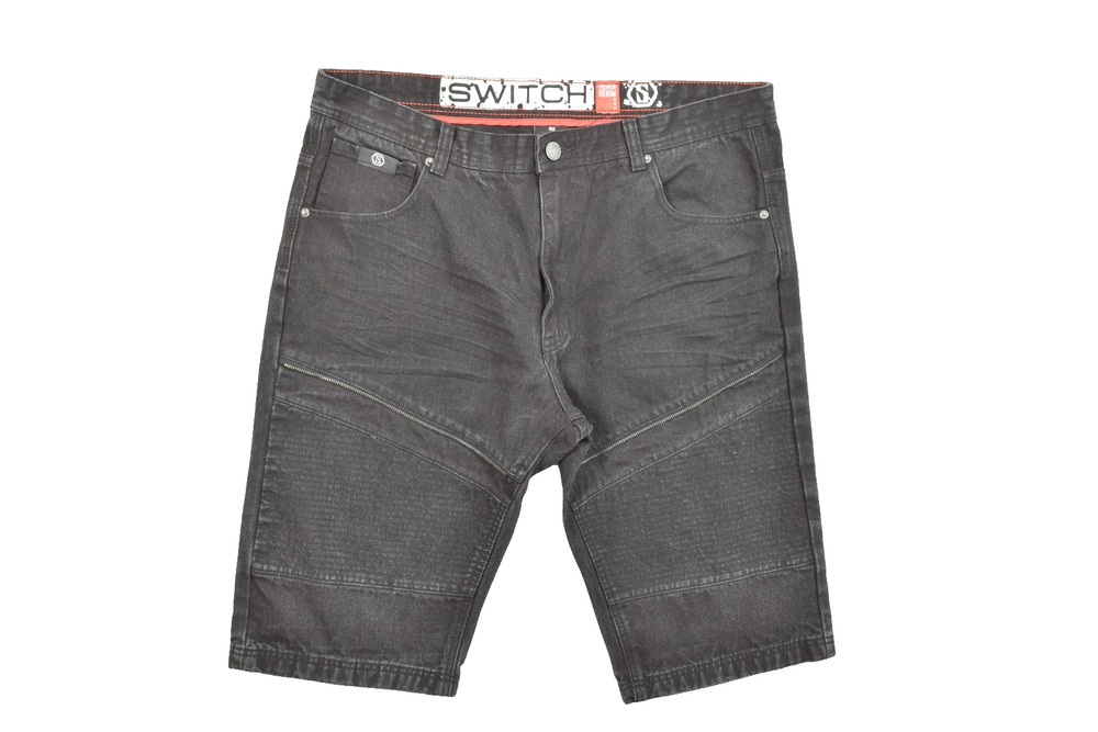 Switch Remarkable Men's Size 40 Black Denim Moto Shorts Zipper Accent Premium Co